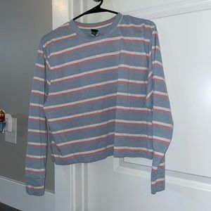 long sleeve pink and blue shirt